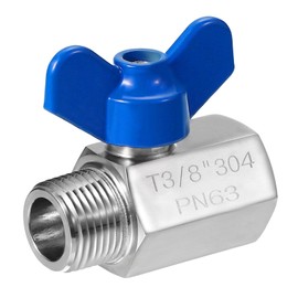 PATIKIL Mini Ball Valve 3/8" NPT Thread Male/Female, 304 Stainless Steel Shut-Off Valve for Water Oil Gas Plumbing Fitting, Silver