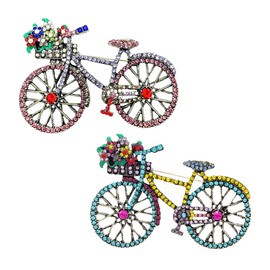SHIDXIB 2Pcs Elegant Vintage Bicycle Brooch Pin with Sparkling Rhinestones for Adding Charm to Your Daily Outfits
