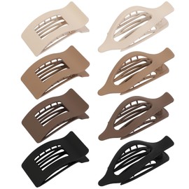 Artchita 8Pcs French Flat Hair Clips for Women 2 Styles Claw Clips for Girls Matte Flat Hair Claw Clips for Thin and Thick Hair Large Non-slip Strong Hold Hair Accessories for Women (Brown)