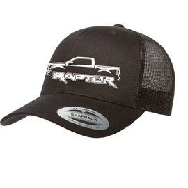 2017-20 Ford Raptor F150 Pickup Truck Fully Embroidered Yupoong 6606 Snapback Trucker Fitted Cap Black