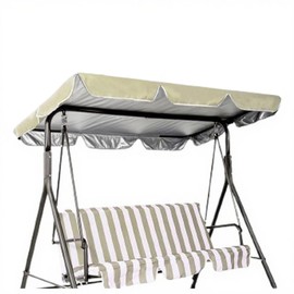 JEWELTH Traditional/Cottage Swing Canopy Replacement Top, 3 Seat Patio Swing Canopy Cover for Porch Garden Pool Seat (Beige/76*49*5.9, Fabric)