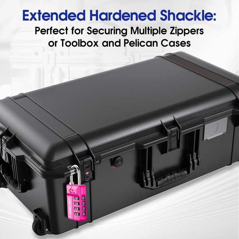 SURE LOCK TSA Approved 4-Digit Resettable Combination Luggage Locks with