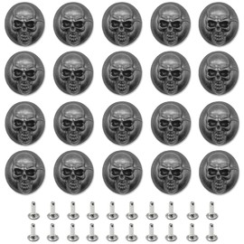 Niuhong 20 Pieces Skull Head Rivets Spikes 3D Skull Button Rivets Hollow Rivets Leather Rivets Punk Decorative Metal Rivets Conchos Craft Bags Belt Clothing DIY Leather Craft Accessories (B)