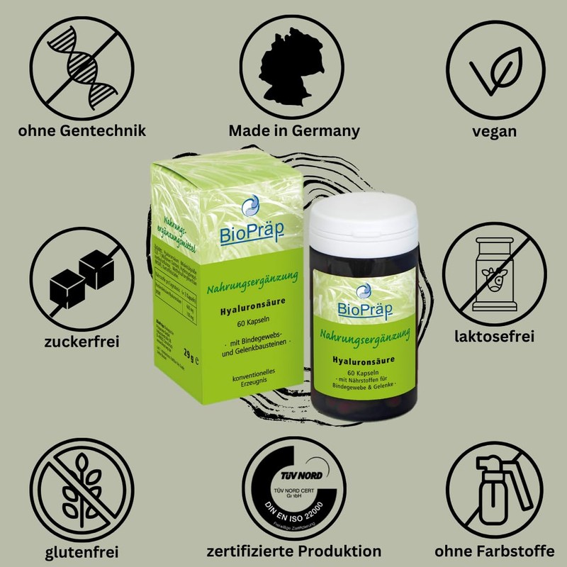 BioPräp Hyaluronic Acid Capsules with MSM | 60 Cellulose Capsules