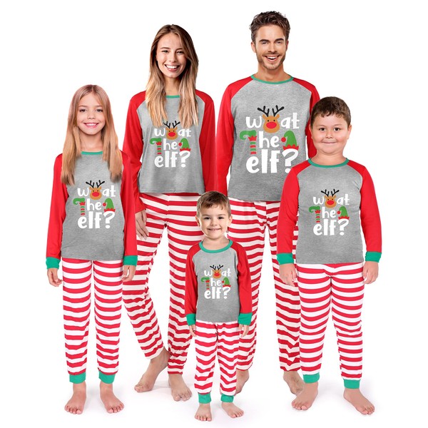 SUNNYBUY Family Christmas Pjs Matching Sets,Holiday Pajamas Xmas Jammies for Family or Couples, What the Elf, Men 2XL