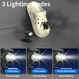 Vergissm 2Pcs Rechargeable Headlights for Shoe, Waterproof Hands Free Flashlights for Kids Adults, LED Shoe Light with 3 Light Modes for Dog Walking, Camping, Running (Black)