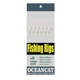10 Packs Rainbow Fish Skin 6 Hooks Saltwater String Hook Fishing Lure Bait Rig Tackle (1#, 10 Packs)