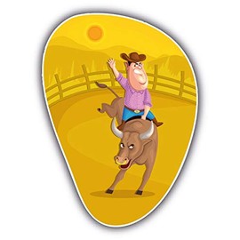 Cartoon Bull Rider Window Truck Car Bumper Sticker Decal 4'' x 5''
