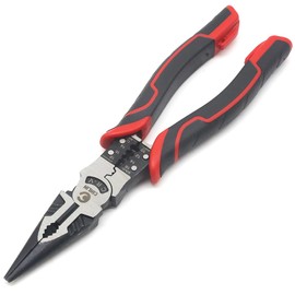 CINLIN 6-in-1 Needle Nose Pliers, 9" Multipurpose Long Nose Pliers with Wire Stripper/Crimper/Cutter Function, Heavy Duty Multifunctional Electrician Pliers for Crimping, Stripping, Shearing,etc.