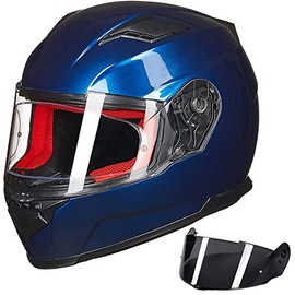 ILM Motorcycle Full Face Helmet for Adults Men Anti-Fog Pinlock Shield Street Bike Helmets DOT Model-817 (Blue, S)