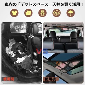 LIUSHUYAN Car Ceiling Storage, Triangular Roof Net, 2-Layer Type, Cargo Net, Car Ceiling Net, Prevents Luggage Falling, Easy Installation, Overnight in Car, Double Zipper, Buckle Fastener, For Right