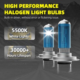 DMEPUGI Headlight Bulbs Fit For Hyundai Kona 2018-2020,H7 H7 High Low Beam H11 Fog Lights Combo,Super Bright 5500K White Light High Performance Halogen Light Bulbs,6PCS
