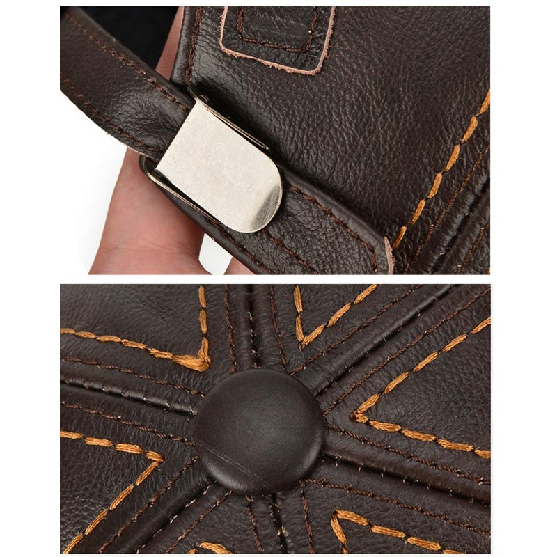 Gudessly Adjustable Men's Genuine Cowhide Leather Baseball Cap for Fall