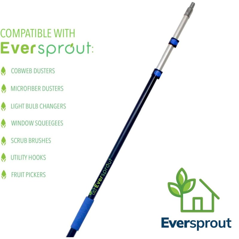 EVERSPROUT Pro 5-to-12 Foot Telescoping Extension Pole (3-Stage), Lightweight Anodized