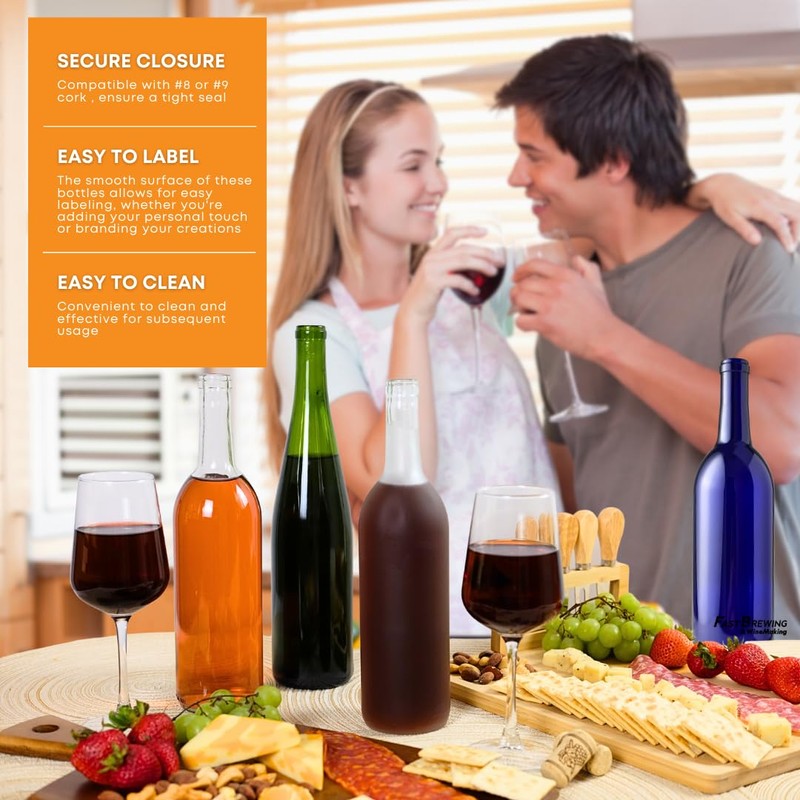 FastRack - 750 ml Clear Wine Bottles (Pack of 12)