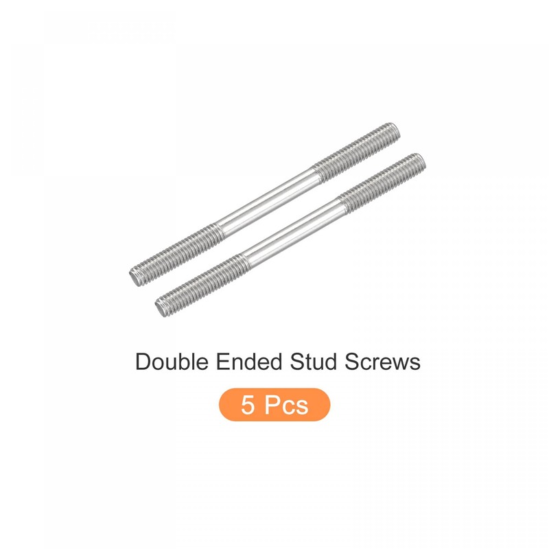 sourcing map Double Ended Stud Screws (M6 Thread 80mm Length)