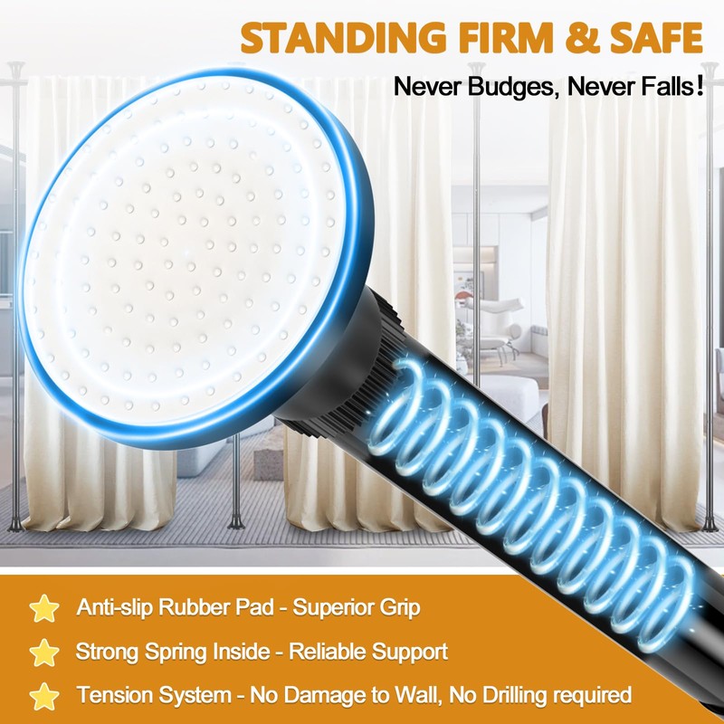 Room Divider Curtain Rod No Drilling for Wide Space, Adjustable