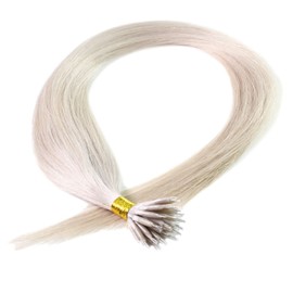 hair2heart Premium Nanoring Real Hair Extensions, Straight, 50 Strands, 0.8 g, 40 cm, 10/1 Light Blonde Ash