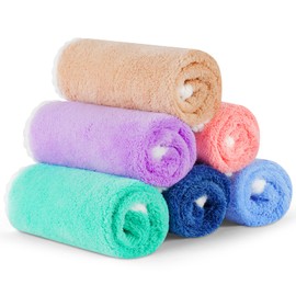 Aolso 6 PCS Flannels Face Cloth Soft Face Cloths, Reusable Face Body Squares Towels, Baby Bath Face Washcloths for Newborns and Infants (30x30cm)