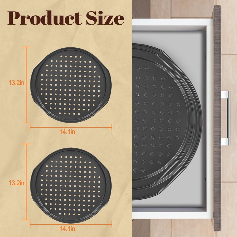 CoCoCherry 2 Pack 14 Inch Pizza Trays for Oven Non