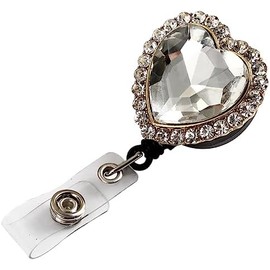 COHEALI Portatarjetas Retráctil Corazón Clip Giratorio Organizador Multiusos Para Gafete y Credencial Con Llavero Elegante y Resistente Para Oficina