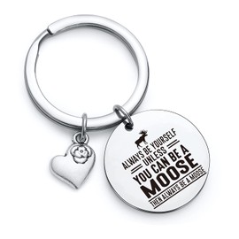 NOTHERS RSZOTW Moose Lover Keychain - Moose Animal Gift With Charm - Inspirational Gift For Sister Or Daughter
