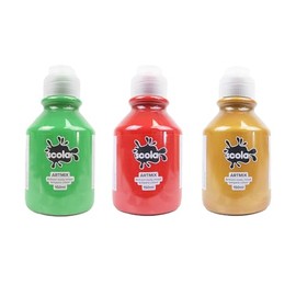 Scola Readymix Water Based Tempera Paint, Christmas Set, 3 Assorted Colours, 150ml Bottles, Non-Toxic Poster Paints, Craft Projects, Suitable for 3+