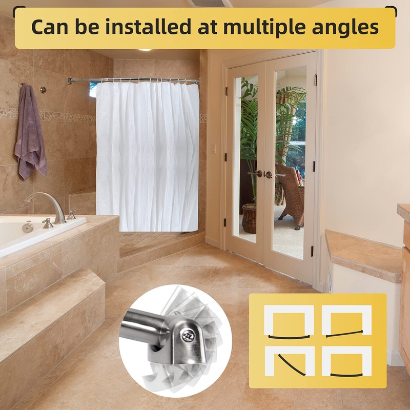 Adjustable Curved Shower Rod, 42-72 inches Extra Wide Shower Curtain