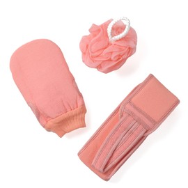 Amazing Harmony Body Sponge Set of 3 Sponge Mittens Towel Foaming Soft Skin Friendly (Pink)