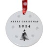 Second Ave Merry Christmas Year Tree White Ceramic Hanging Circle