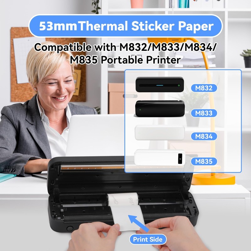 Phomemo Printer Paper Thermal Sticker Paper Black Character on Purple/Rose