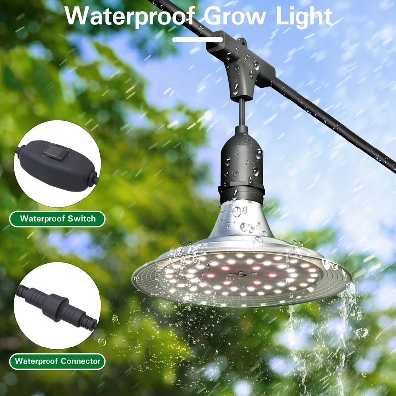 EVERYGROW Outdoor Waterproof Grow Light, 41FT Daisy Chain LED, Full