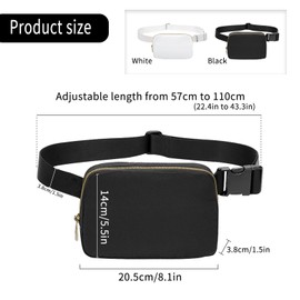 FuninCrea Fanny Pack, Waterproof Nylon Waist Bag, Chest Bag with Adjustable Straps for Women Men, Fashionable Belt Bag with 3 Mesh Pockets for Training, Running, Travel, Hiking, black, Fashionable