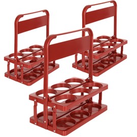 3 PCS Drink Carrier with Handle, Foldable Plastic Beverage Carrier, 6 Cups Reusable Beer Bottle Drink Carriers Holder for Delivery Grubhub Postmates Drivers, Catering, Restaurant (Dark Red)