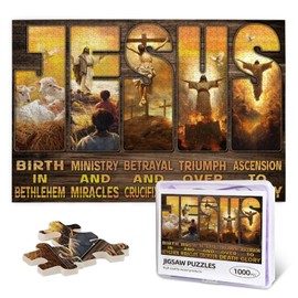 Christian Jesus Puzzles for Adults 1000 Pieces, Religious Inspirational Scripture Jigsaw Puzzles, Bible Faith Catholic Cross Puzzle Jesus Puzzle Christian Puzzles Christian Games for Adults
