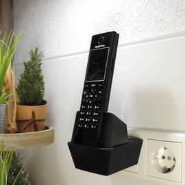 edaltec® Socket Holder for Fritz!Fon C5 AVM Fritz Fon DECT Wall Mount No Drilling Holder Black