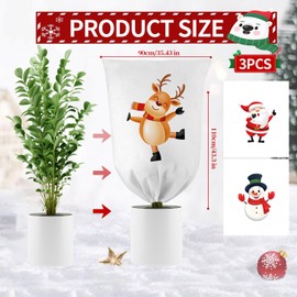Lyneun Winter Protection for Plants, Frost Protection, 90 x 110 cm, Frost Protection Plants, Reusable Plant Protection, Winter with Zip Drawstring, Christmas Plants, Winter Protection for Trees (3,