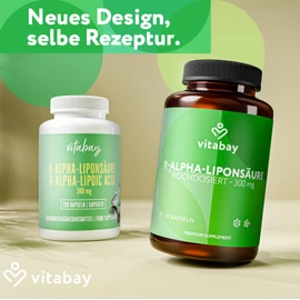 vitabay Vitabay R-Alpha Liponsäure 300mg - 360 Kapseln Hochdosiert und Vegan - Alpha Lipoic Acid mit hoher Bioverfügbarkeit, Laborgeprüft & hergestellt aus hochwertigen Rohstoffen