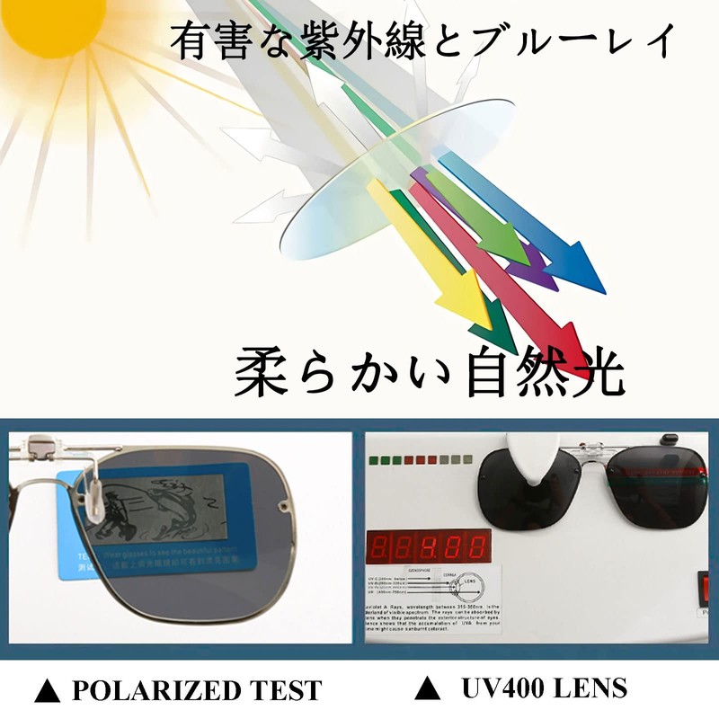 FF FRAZALA Clip-on Sunglasses, Clip-On, Flip-up Type, Polarized Lenses, Over