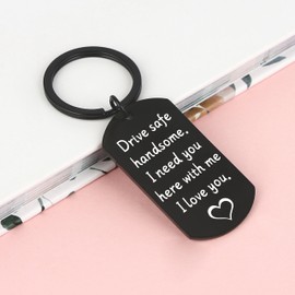Drive Safe Keychain for Him - Gifts for Men, Drive Safe Keychain for Boyfriend Husband, I Need You Here With Me Keyring, Christmas Birthday Anniversary Valentine's Day Gifts for Him Husband Dad