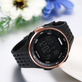 JewelryWe Kinder Digital Armbanduhr, Multifunktion 50M Wasserdicht Sport Uhren mit 2 Zeitzonen, LED Beleuchtung, Stoppuhr, Alarm, Kalender und 12 H Anzeige für Junge Mädchen, Gold Lünette