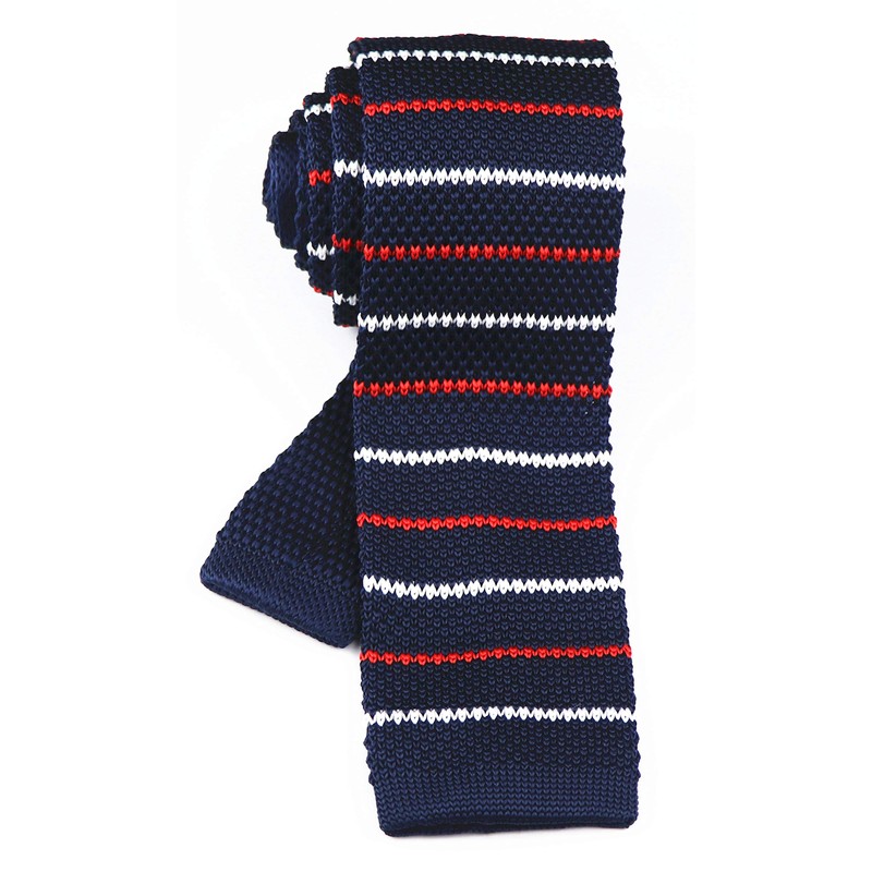 Men's Knitted Neck Tie Accessory Formal Necktie Navy Blue Red