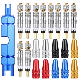 Classicseali 21pcs Presta Valve Caps, Zinc Alloy Bicycle Stem Caps, Including a Valve Stem Removal Tool, Valves Cores, and Bicycle Valves Cap for Bicycles Tire Replacements