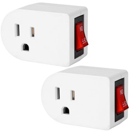 VSEER Grounded Outlet with ON Off Switch (2 Pack), 15A 1875W/3 Prong Plug Switch in White, ETL Listed