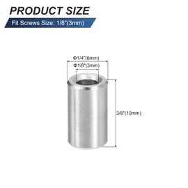 sourcing map 10 Pcs Stainless Steel Spacers, 3mm ID x 6mm OD x 10mmL 304 Stainless Steel Bushing Screw Standoff Unthreaded Round Spacer for 1/8" or M3 Screws Bolts Nuts