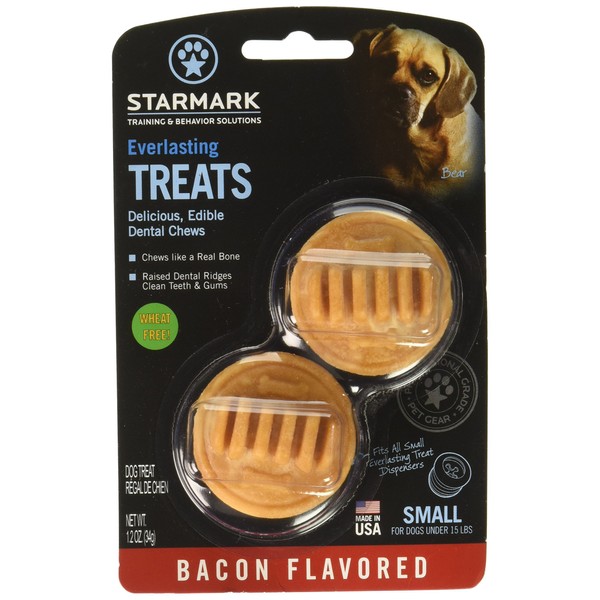 (3 Pack) StarMark Everlasting Bacon Dog Dental Chews, Small (2 Chews Per Pack / 6 Total)