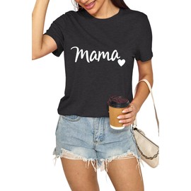 Mama Shirts for Women & Mom Gifts - Cotton Blend Round Neck Tee with Bold Mama Print