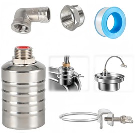 Automatic Float Valve,304 Stainless Steel Fully Automatic Water Level Control Float Valve 1/2" to 3/4'' Water Float Valve for Water Tank, Pool, Water Tank, Livestock Troughs