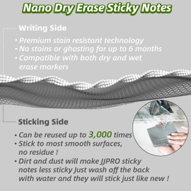 Dry Erase Sticky Notes. Reusable Whiteboard Stickers 4"x4" - 8 Pack. Suitable for All Smooth Surface. Great for Labels, Lists, Reminders and Decals. No Paper Post Notes Again, Its Washable, Removable