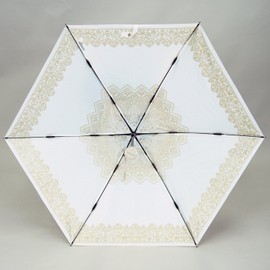 Premium White Folding Umbrella Manual Open Blackout Thermal Insulated Sun/Rain Umbrella Lace Available in 3 Colours Gold 6 Bones 50 cm UV cut 99% More Light Weight Compact 3927gd